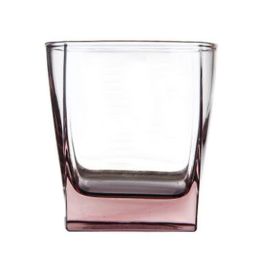 Set Of 2 Elegant Clear & Pink Whisky Glass Drinking Glasses, No.5