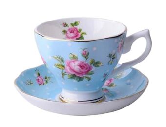 [Blue Flowers] Exquisite Demitasse Cup Coffee Cup Espresso Cup and Saucer