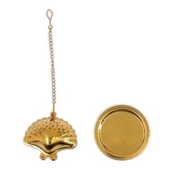 [Gold Shell] Creative Spice/Tea Ball Strainer Tea Filter With Drip Trays