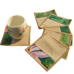 Set of 6 Chinese Style Insulation Pads Classical Cloth Coaster Absorbent