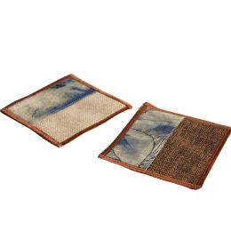 2 PCS Linen Tea Coasters Chinese Style Insulation Paps