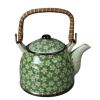 Japanese Style Porcelain Teapot With Filter Plum Blossom 950 ML-Green
