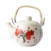 Japanese Style Porcelain Teapot Exquisite Plum Blossom Khaki