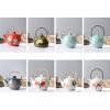 Japanese Style Porcelain Teapot Exquisite Plum Blossom Khaki