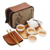 Kung Fu Tea Set Teapot Cups Tea Tray Clip Tea Mat with Portable Travel Bag-A01