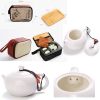 Kung Fu Tea Set Teapot Cups Tea Tray Clip Tea Mat with Portable Travel Bag-A02