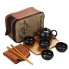 Kung Fu Tea Set Teapot Cups Tea Tray Clip Tea Mat with Portable Travel Bag-A03
