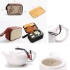 Kung Fu Tea Set Teapot Cups Tea Tray Clip Tea Mat with Portable Travel Bag-A05