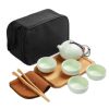 Kung Fu Tea Set Teapot Cups Tea Tray Clip Tea Mat with Portable Travel Bag-A11