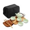 Kung Fu Tea Set Teapot Cups Tea Tray Clip Tea Mat with Portable Travel Bag-A14