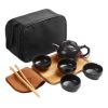 Kung Fu Tea Set Teapot Cups Tea Tray Clip Tea Mat with Portable Travel Bag-A15