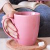 Lovely Ceramic Cup Coffee Tea Mugs Simple Milk Cup, Pink