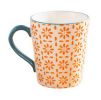 Hand Painted Colorful Glaze Creative Porcelain Cup Couple Cup Orange Flowers Mug