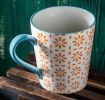Hand Painted Colorful Glaze Creative Porcelain Cup Couple Cup Orange Flowers Mug