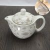 White Ceramic Tea Kettle Creative Tea pot With Tea Infuser,floral axis