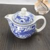 Stoneware Tea pot with Tea Infuser and Lid,Blue Dragon/Phoenix