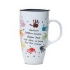 Colorful Ceramic Coffee Mug/ Coffee Cup With Handprint Pattern, White