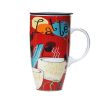 Colorful Ceramic Coffee Cup/ Coffee Mug With Hot Coffee Pattern, Red