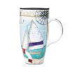 Colorful Ceramic Coffee Cup/ Coffee Mug With Sailboat Pattern, Blue