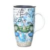 Colorful Ceramic Coffee Cup/ Coffee Mug With Creative Pattern, Light Blue