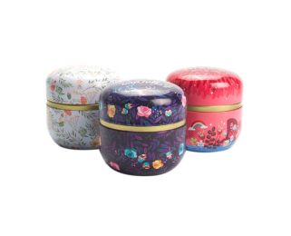 Set of 3 Home Kitchen Storager Containers for Dry Goods Round Tea Tins Metal, Random color