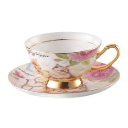 Cute Dog Porcelain Teacups Coffee Cup Set Cup/Saucer/Spoon Ceramic Mugs 6.8OZ