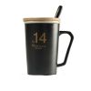Stylish Ceramic Brief Caffe Milk Tea Cup Mug With Cap&Spoon, Black14