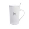 Stylish Ceramic Brief Caffe Milk Tea Cup Mug With Cap&Spoon,White16