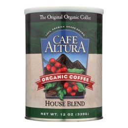 Cafe Altura - Organic Ground Coffee - House Blend - Case of 6 - 12 oz.