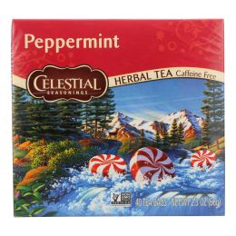 Celestial Seasonings Herbal Tea Caffeine Free Peppermint - 40 Tea Bags - Case of 6