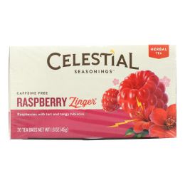 Celestial Seasonings Herbal Tea Caffeine Free Raspberry Zinger - 20 Tea Bags - Case of 6