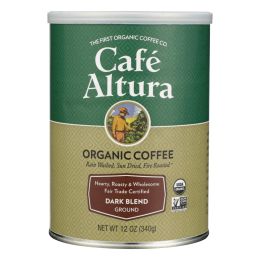 Cafe Altura - 100% Organic Fair Trade Dark Blend Coffee - Case of 6 - 12 oz