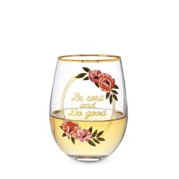 Be Well and Do Good Stemless Wine Glass by Twine