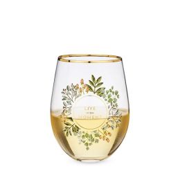 Live in the Moment Stemless Wine Glass by Twine